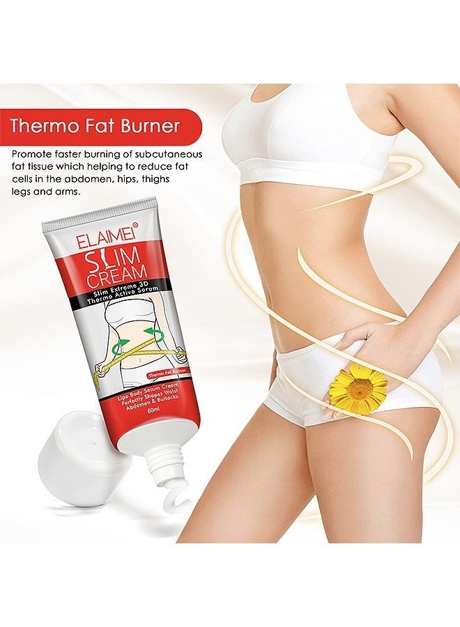 إليمي كريم تكثيف للنساء، كريم حرق الدهون وعرق - كريم تكثيف للبطن والخصر والفخذين، البطن والمؤخرة، كريم تكثيف - خدش للنساء لفقدان الوزن بسرعة 60 مل - Image 4