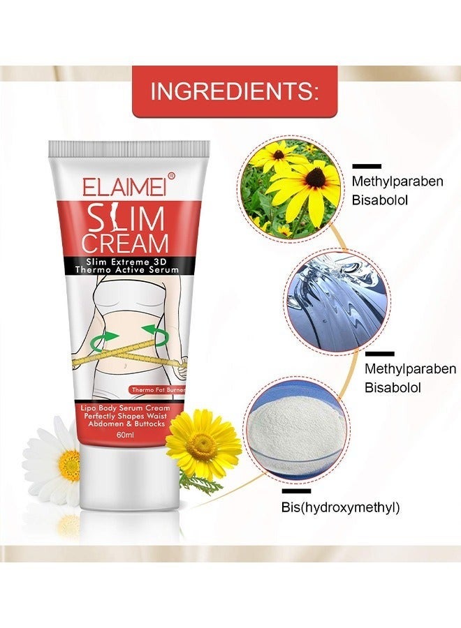 إليمي كريم تكثيف للنساء، كريم حرق الدهون وعرق - كريم تكثيف للبطن والخصر والفخذين، البطن والمؤخرة، كريم تكثيف - خدش للنساء لفقدان الوزن بسرعة 60 مل - Image 2