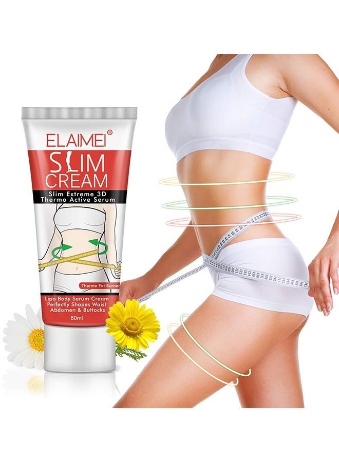 إليمي كريم تكثيف للنساء، كريم حرق الدهون وعرق - كريم تكثيف للبطن والخصر والفخذين، البطن والمؤخرة، كريم تكثيف - خدش للنساء لفقدان الوزن بسرعة 60 مل - Image 5