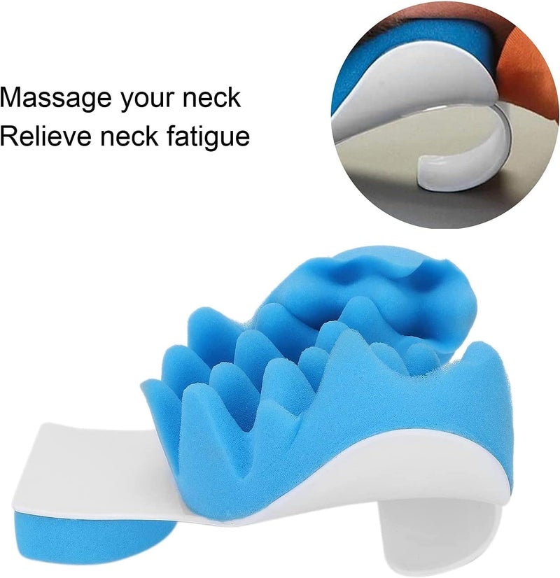 FEELING MALL Neck and Shoulder Relaxer Massage Traction Device Neck Massage Cervical Pillow for Pain Relief Management and Cervical Spine Alignment Stretch Blue - Image 4