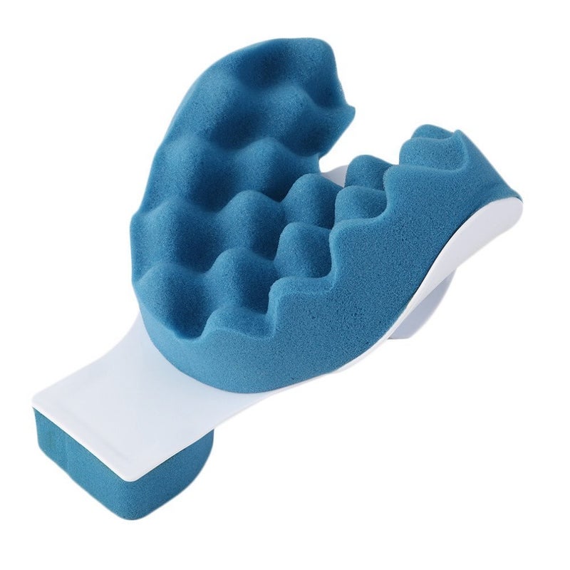 FEELING MALL Neck and Shoulder Relaxer Massage Traction Device Neck Massage Cervical Pillow for Pain Relief Management and Cervical Spine Alignment Stretch Blue - Image 1