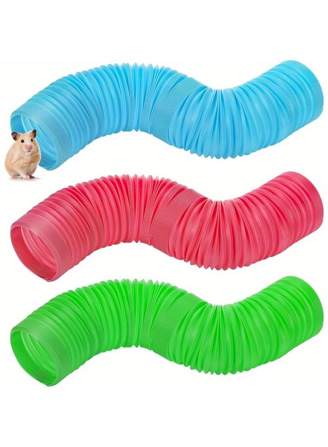 3 عبوات أنفاق بلاستيكية قابلة للطي للهامستر ألوان عشوائية مخبأ للفئران وخنازير غينيا - Image 2