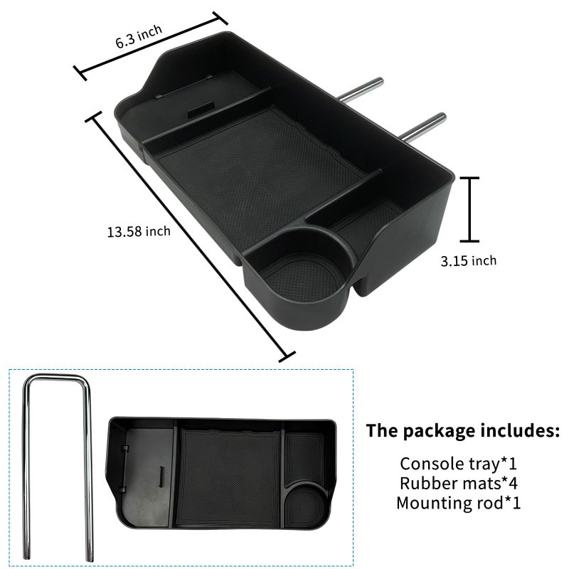 Zxiaochun Center Console Seat Headrest Organizer for 2011-2024 2025 Ford F150 F250 F350 F450 F550 F650 Accessories, Storage Tray with Non-Slip Rubber Mat (Jump Seat Only) - Image 5