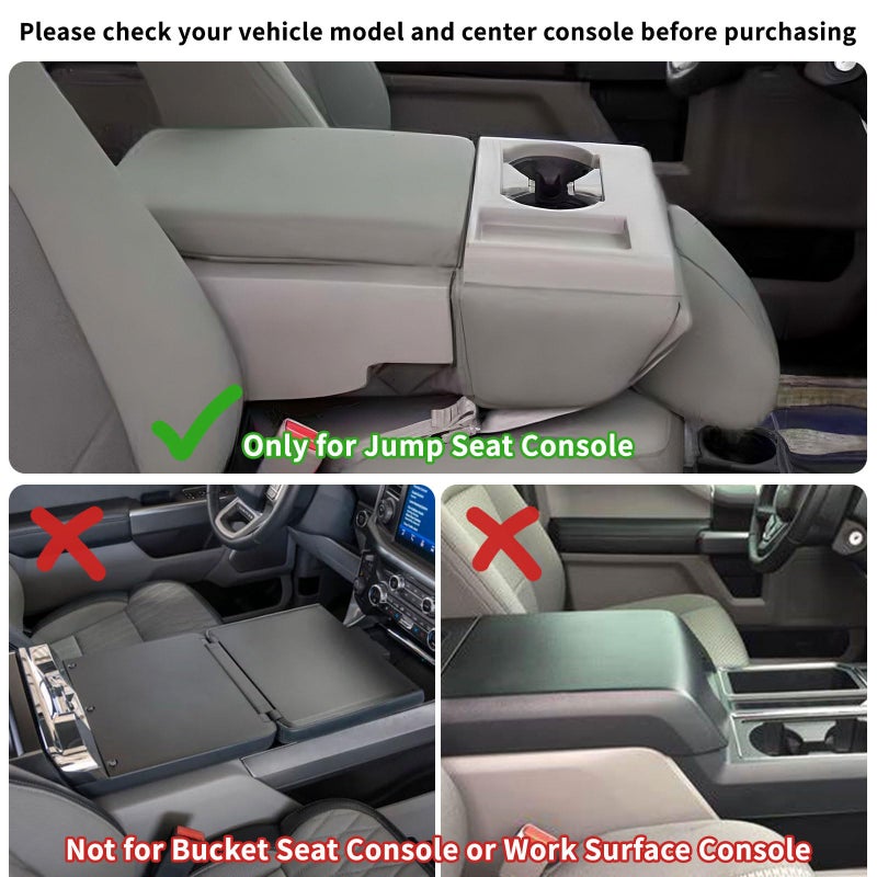 Zxiaochun Center Console Seat Headrest Organizer for 2011-2024 2025 Ford F150 F250 F350 F450 F550 F650 Accessories, Storage Tray with Non-Slip Rubber Mat (Jump Seat Only) - Image 2