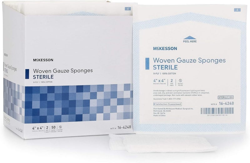 Mckesson Sponge Dressing MediPak Performance Cotton Gauze 8Ply 4 X 4 Square 164248 Sold Per Box