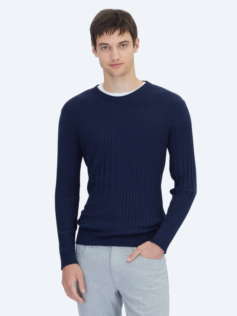Kip Navy Blue Knitwear Sweatshirt
