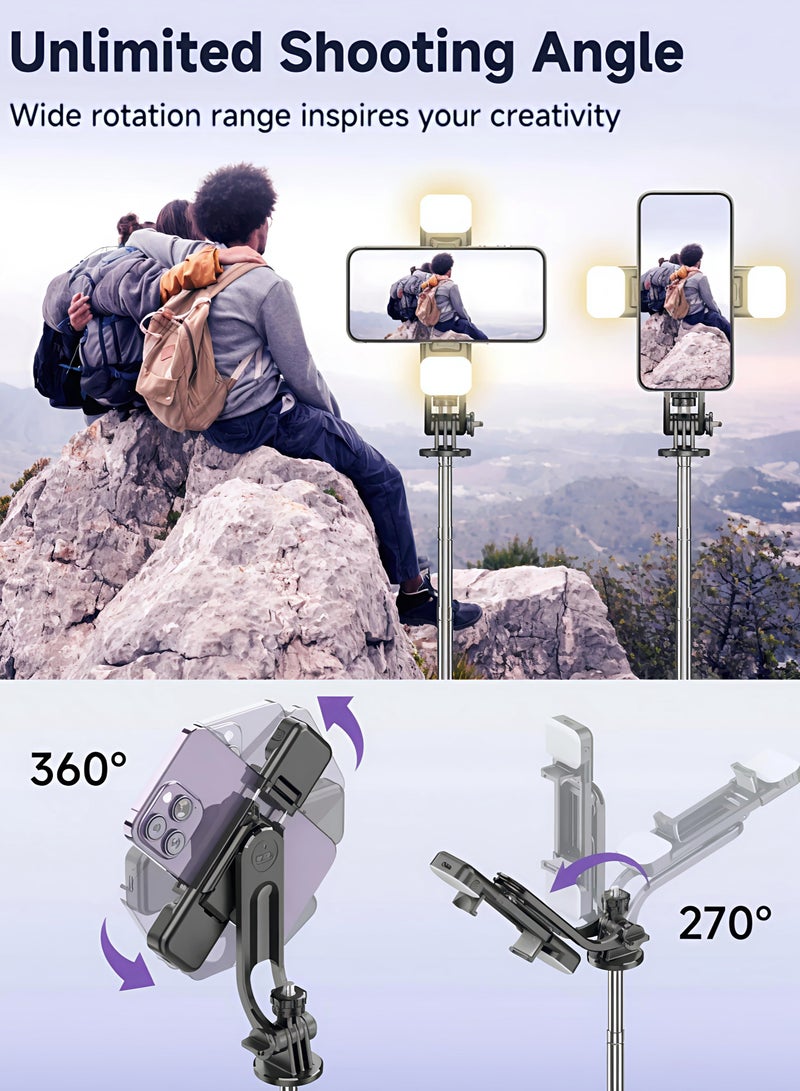 Exceed Selfie Sticks Tripod,Separate design smartphone tripod Stand with Wireless Remote Control and Double fill light Portable Retractable Cell Phone Tripod for iPhone/Samsung/GoPro/Android Phone Aluminum Portable Lightweight Travel Tripod for Video Recording emovable fill light for iPhone 12/Xs/iPhone 8/iPhone 11/11pro, Galaxy S10/S9 Plus/S8/Note8, LG,Go Pro,Camera (L02, Black) - Image 5