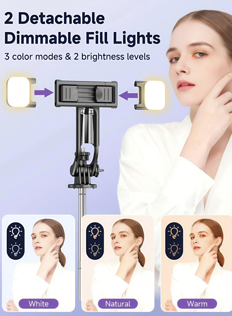 Exceed Selfie Sticks Tripod,Separate design smartphone tripod Stand with Wireless Remote Control and Double fill light Portable Retractable Cell Phone Tripod for iPhone/Samsung/GoPro/Android Phone Aluminum Portable Lightweight Travel Tripod for Video Recording emovable fill light for iPhone 12/Xs/iPhone 8/iPhone 11/11pro, Galaxy S10/S9 Plus/S8/Note8, LG,Go Pro,Camera (L02, Black) - Image 4