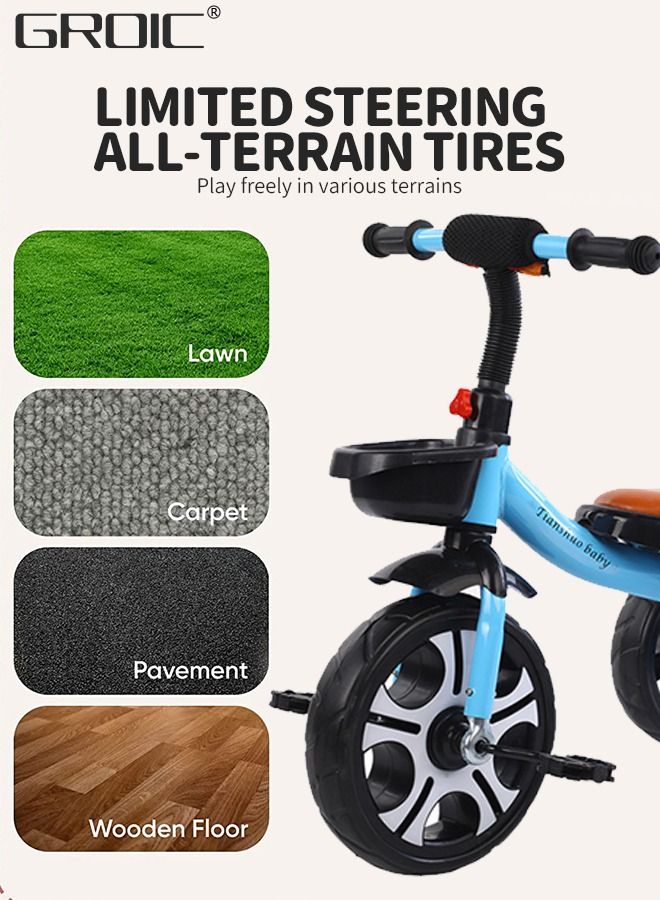 GROIC Kids Tricycles, Kids Trike Tricycles Toddler Bike with Basket, Baby Balance Bike with Adjustable Seat, Non-Slip Tires, Riding Toy for Training Motor Skills, Learning Balance  - Image 5