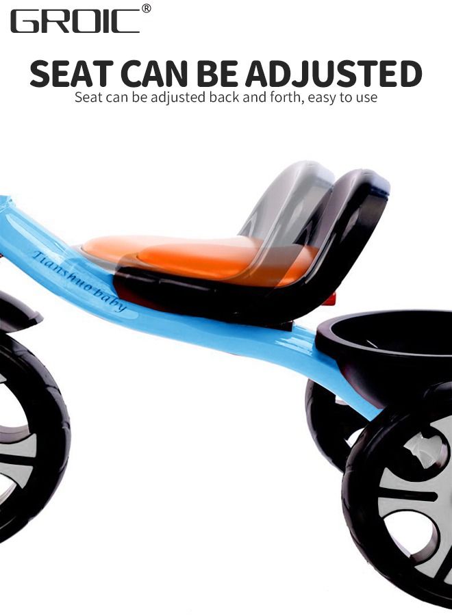GROIC Kids Tricycles, Kids Trike Tricycles Toddler Bike with Basket, Baby Balance Bike with Adjustable Seat, Non-Slip Tires, Riding Toy for Training Motor Skills, Learning Balance  - Image 4