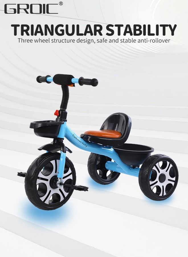 GROIC Kids Tricycles, Kids Trike Tricycles Toddler Bike with Basket, Baby Balance Bike with Adjustable Seat, Non-Slip Tires, Riding Toy for Training Motor Skills, Learning Balance  - Image 3