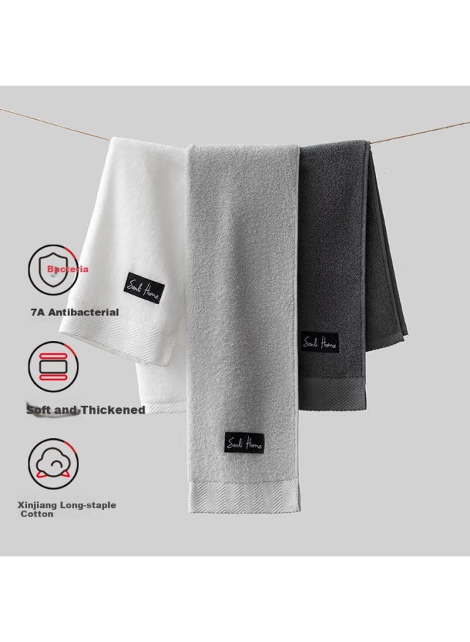 SANLI 7A Antibacterial Thickened Towel 100% Cotton Class A Men'S Face Washing Absorbent Large Towel Deep Gray + Light Gray - Image 5