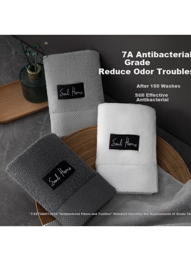 SANLI 7A Antibacterial Thickened Towel 100% Cotton Class A Men'S Face Washing Absorbent Large Towel Deep Gray + Light Gray - Image 2