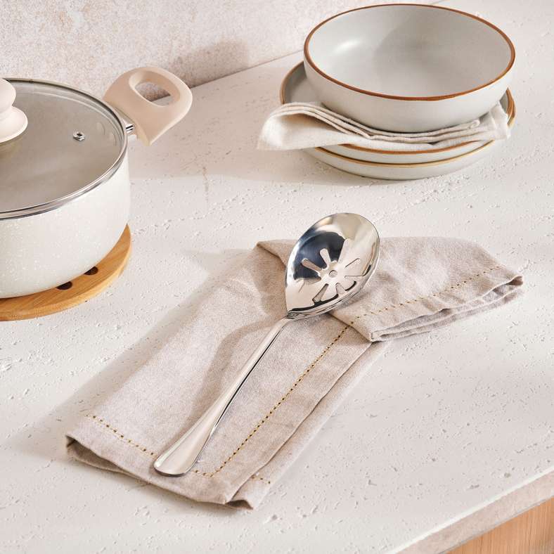 Pan Home ملعقة تقديم مشبكة من الكروم للمطبخ