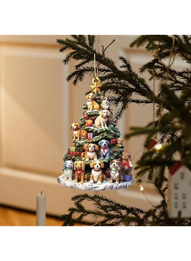 The Bros 2pcs Christmas Tree Hanging Tree Bookshelf Hanging Ornament, Cute Puppy Hanging Ornament Decoration, Book Stacking Ornaments Christmas Books, Acrylic Decoration - Image 5