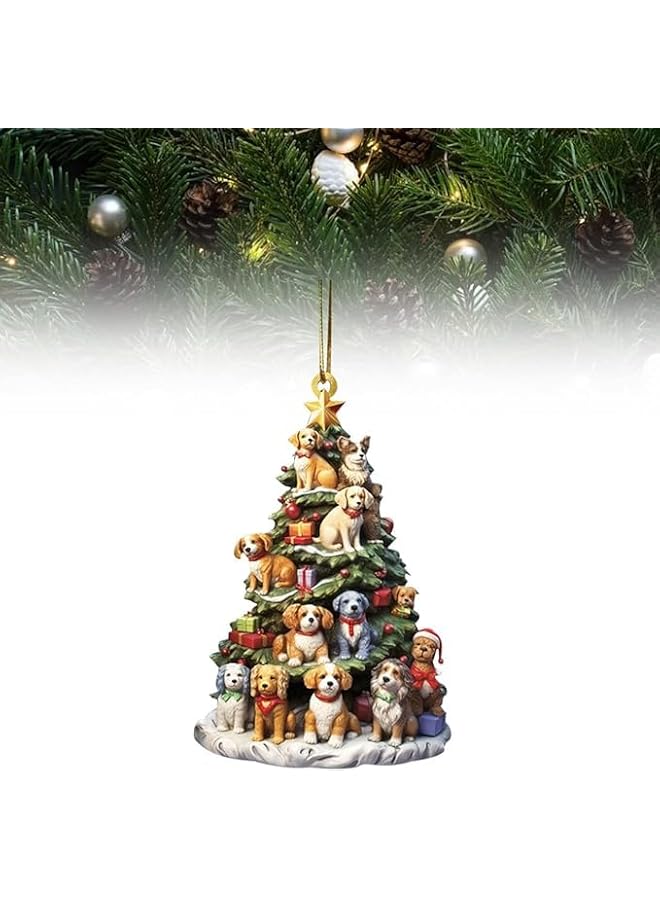The Bros 2pcs Christmas Tree Hanging Tree Bookshelf Hanging Ornament, Cute Puppy Hanging Ornament Decoration, Book Stacking Ornaments Christmas Books, Acrylic Decoration - Image 4