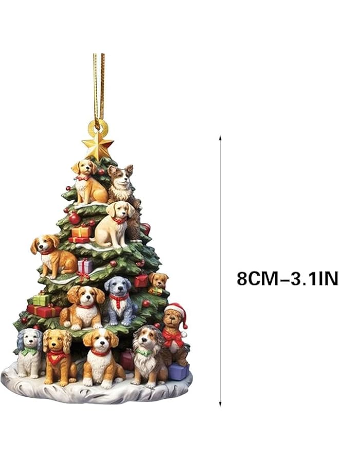 The Bros 2pcs Christmas Tree Hanging Tree Bookshelf Hanging Ornament, Cute Puppy Hanging Ornament Decoration, Book Stacking Ornaments Christmas Books, Acrylic Decoration - Image 2