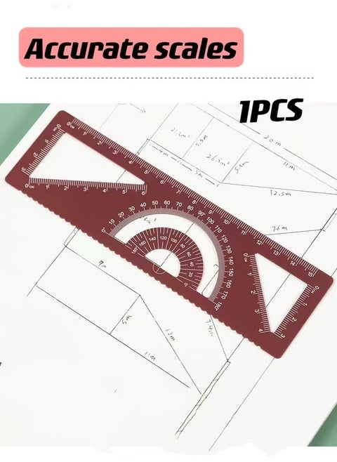 Set Metal Ruler Drafting Tools Metal Protractor Carpenter Tools Rafter Square Layout Tool Triangular Ruler Clear Triangle Geometry Red Office Multifunction Aluminum Alloy