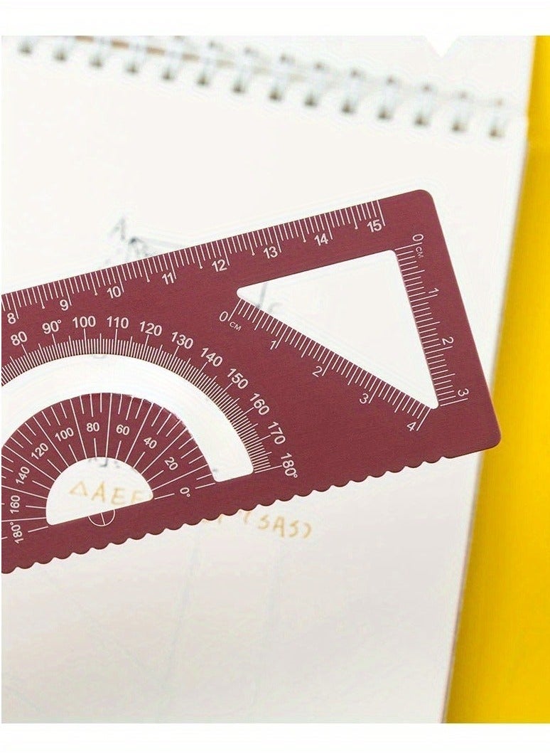 Generic - Set Metal Ruler Drafting Tools Metal Protractor Carpenter Tools Rafter Square Layout Tool Triangular Ruler Clear Triangle Geometry Red Office Multifunction Aluminum Alloy - Image 1