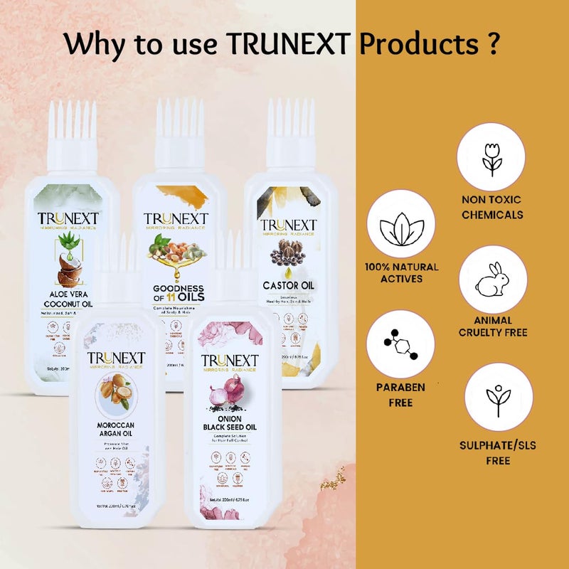 TRUNEXT Goodness Of 11 Hair Oils original  AntiHair Fall  UltraLight  NonSticky  Free From Paraben Sulphate  Harmful Chemicals  For Thick Strong Hair 200ml Pack Of 2 - Image 5