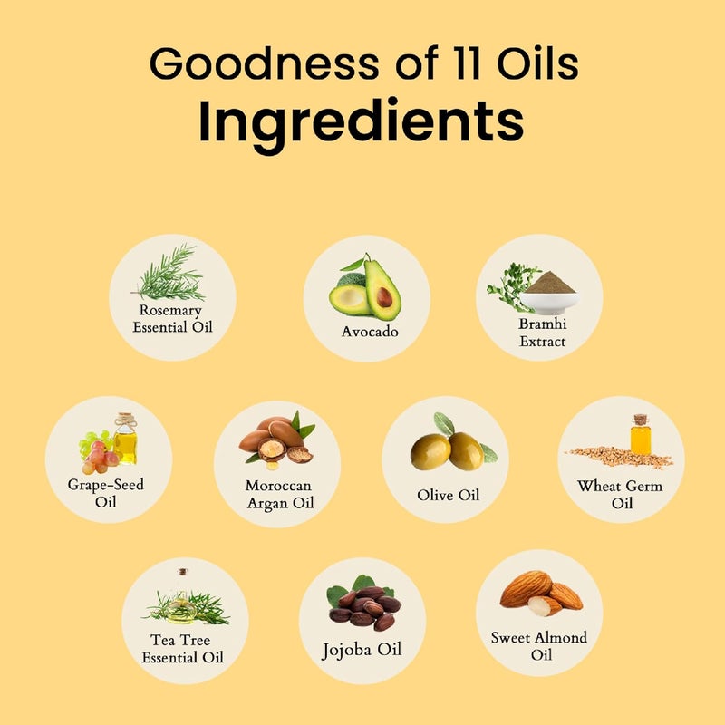 TRUNEXT Goodness Of 11 Hair Oils original  AntiHair Fall  UltraLight  NonSticky  Free From Paraben Sulphate  Harmful Chemicals  For Thick Strong Hair 200ml Pack Of 2 - Image 4