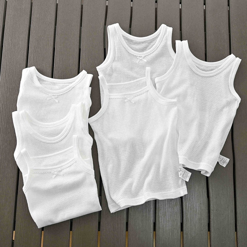 Sub-Export Children'S Clothing New Mesh Thin White Sweat-Absorbent Boys And Girls Summer Bottoming Vest Sleeveless - Image 2