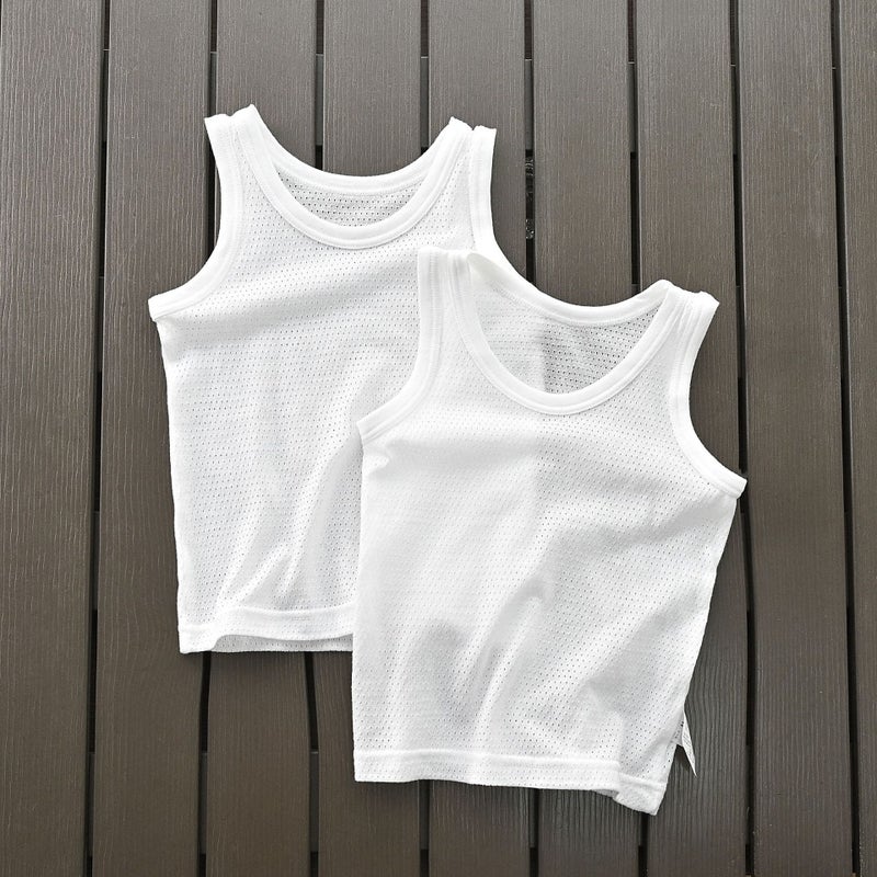 Sub-Export Children'S Clothing New Mesh Thin White Sweat-Absorbent Boys And Girls Summer Bottoming Vest Sleeveless - Image 3