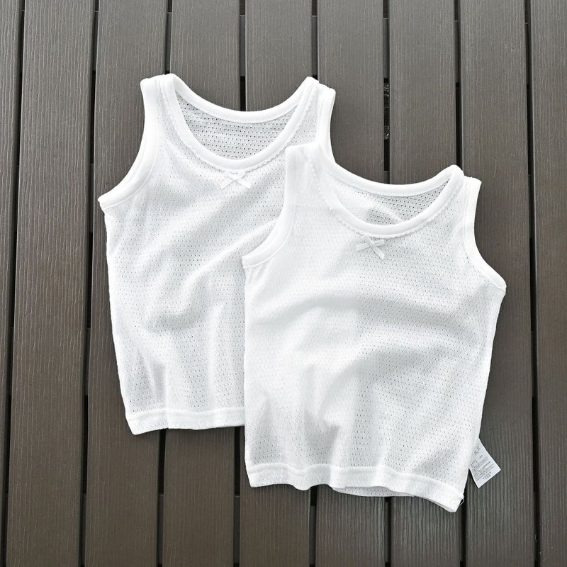 Sub-Export Children'S Clothing New Mesh Thin White Sweat-Absorbent Boys And Girls Summer Bottoming Vest Sleeveless - Image 4