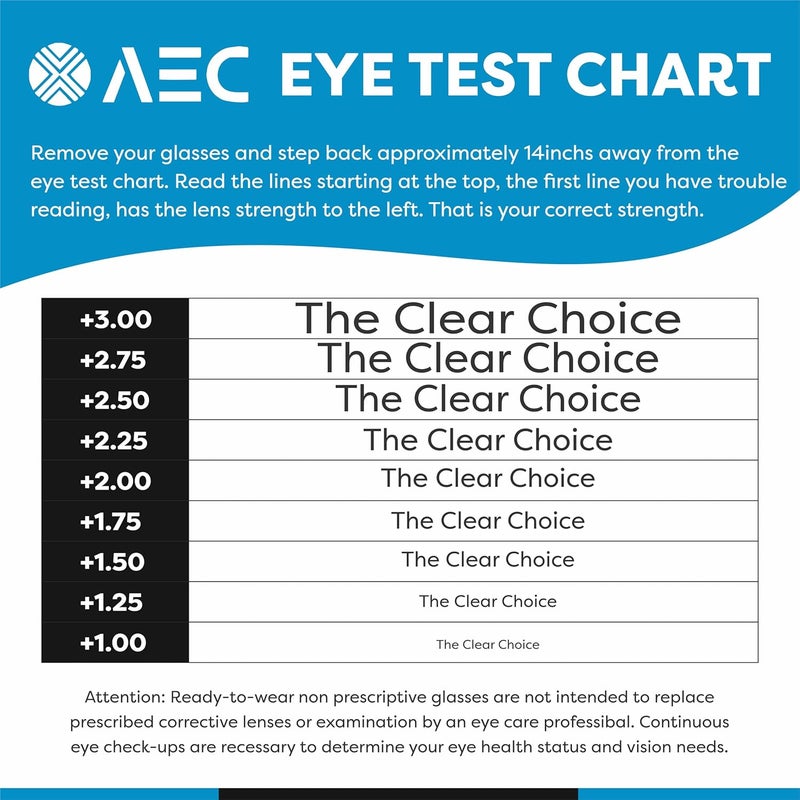 AEC Nose Resting Reading Glasses Power Full Rim Stylish Dual-Tone Plastic Frame Eyeglasses with Phone Attachable Case for Men and Women - Image 2