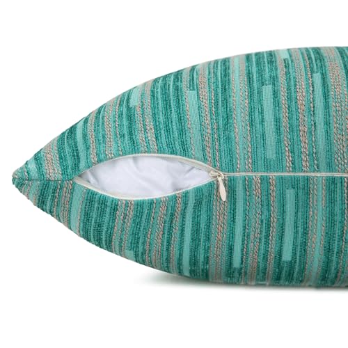 Yeiotsy Decorative Pillow Covers Teal, Pack of 2, Modern Striped Throw Pillow Cases Geometric Cushion Covers (Teal, 18 X 18 Inches) - Image 2