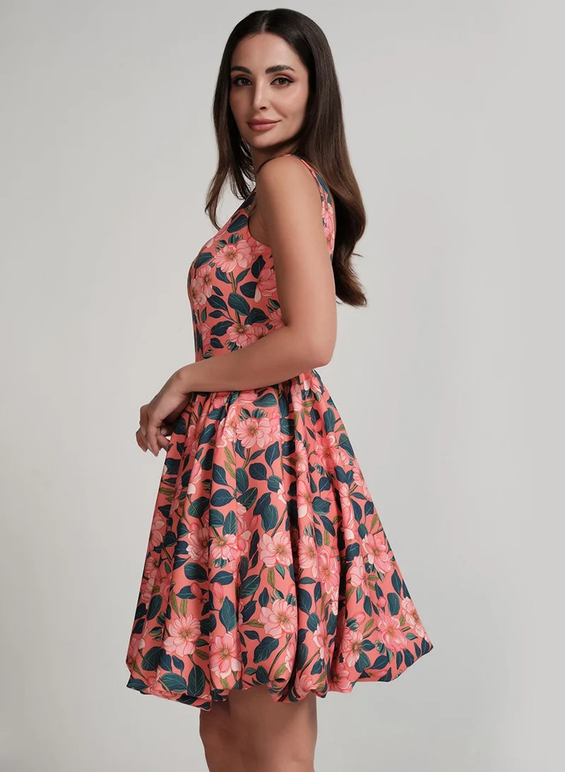 Zigzag Floral Print Dress