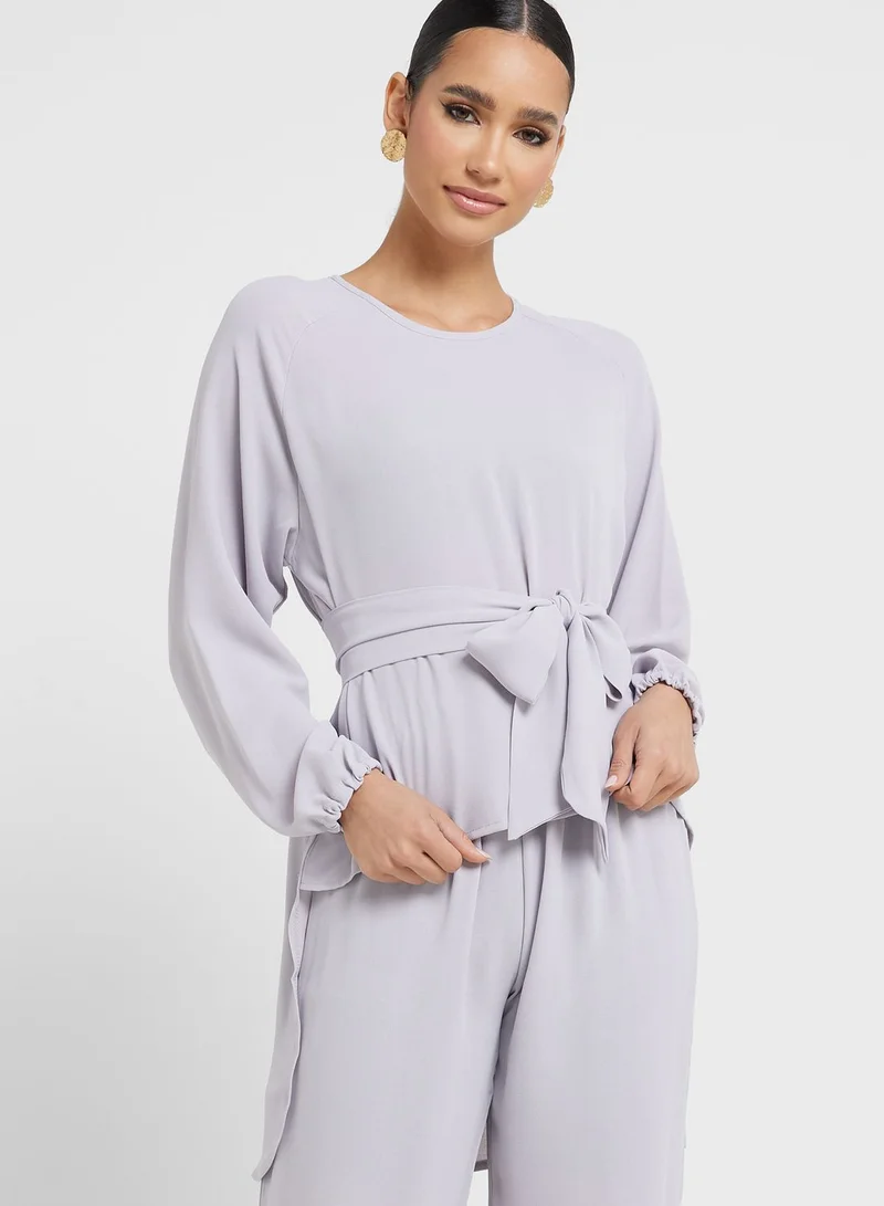 Khizana Belted Top And Pant Set