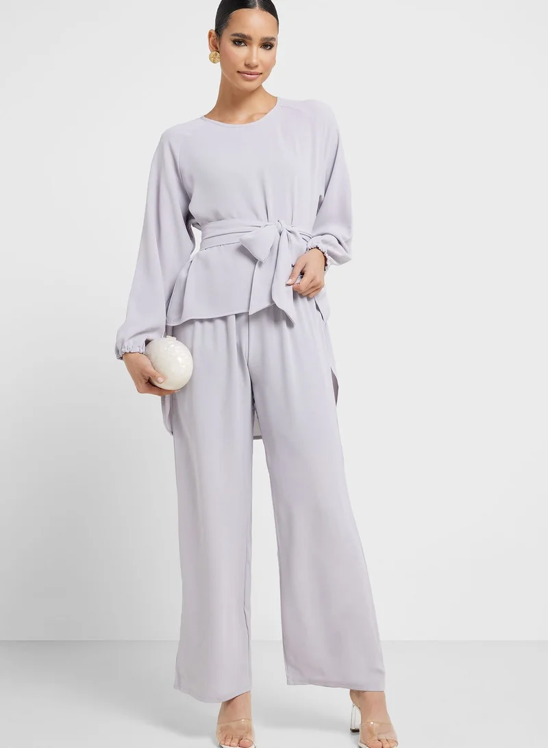 Khizana Belted Top And Pant Set