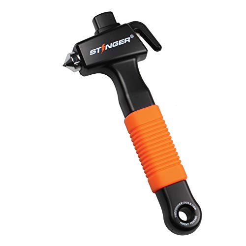 Stinger Super Duty Car Emergency Escape Tool, Hardened Carbon Steel Vehicle Safety Hammer, Spring Loaded Window Breaker, Razor Sharp Seat Belt Cutter, Auto Accident Life-Saving Rescue Tool (Orange) - Image 1