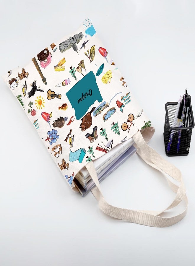 FEELMEM Oregon Travel Gift Oregon Vacation Canvas Tote Bag Oregon Trip Souvenir Shoulder Bag Oregon Merchandise - Image 2