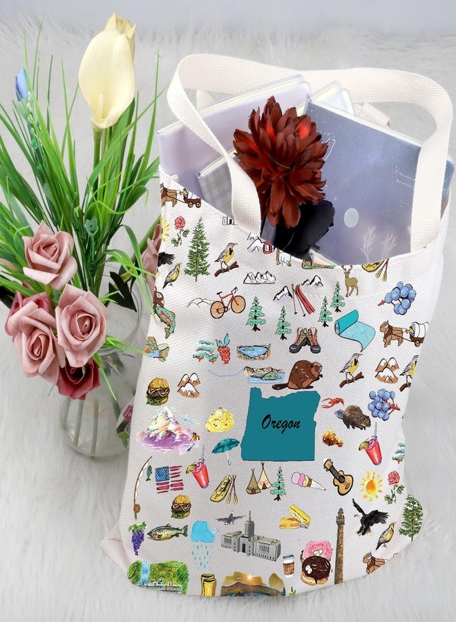 FEELMEM Oregon Travel Gift Oregon Vacation Canvas Tote Bag Oregon Trip Souvenir Shoulder Bag Oregon Merchandise - Image 4