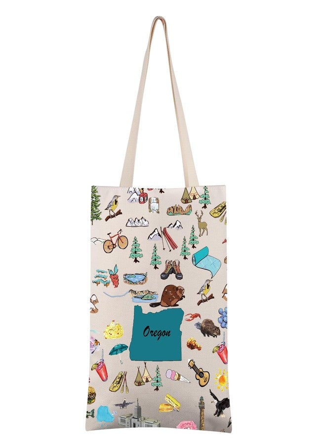 FEELMEM Oregon Travel Gift Oregon Vacation Canvas Tote Bag Oregon Trip Souvenir Shoulder Bag Oregon Merchandise - Image 1