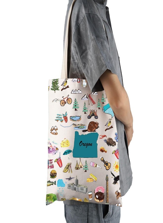 FEELMEM Oregon Travel Gift Oregon Vacation Canvas Tote Bag Oregon Trip Souvenir Shoulder Bag Oregon Merchandise - Image 5