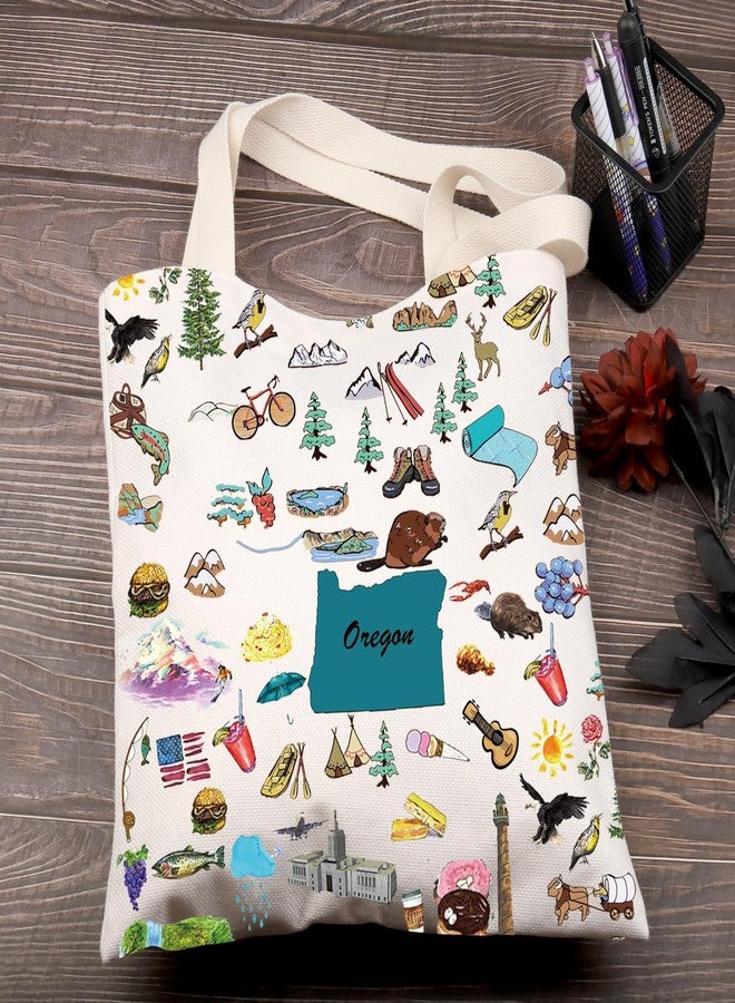 FEELMEM Oregon Travel Gift Oregon Vacation Canvas Tote Bag Oregon Trip Souvenir Shoulder Bag Oregon Merchandise - Image 3