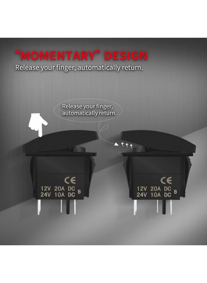 DaierTek 12V Horn Button Momentary Rocker Switch Blue LED 12 Volt Polaris Ranger Auto Train ATV UTV RZR Boat Marine Toggle Switch Waterproof - Image 2