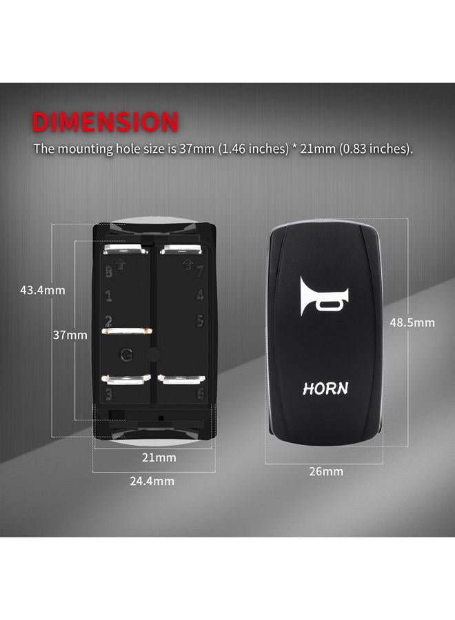 DaierTek 12V Horn Button Momentary Rocker Switch Blue LED 12 Volt Polaris Ranger Auto Train ATV UTV RZR Boat Marine Toggle Switch Waterproof - Image 5