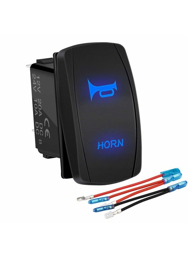 DaierTek 12V Horn Button Momentary Rocker Switch Blue LED 12 Volt Polaris Ranger Auto Train ATV UTV RZR Boat Marine Toggle Switch Waterproof - Image 1