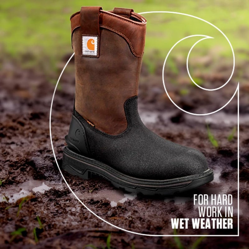 Carhartt Ironwood Waterproof Insulated Safety Toe Work Boots for Men - 11-inch Wellingtons with 400g Insulation, EH & Slip-Resistant Outsoles, Brown/Black - 11 M - Image 2