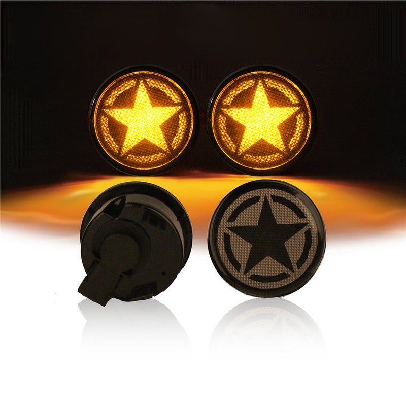V8 GOD Turn Signal Star Lights Front Blinkers LED Parking Lights for Jeep Wrangler JK & Unlimited 2007-2018