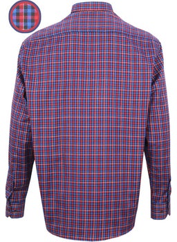 Men's Red Blue Super Large Size Long Sleeve Button-down Checkered Single Pocket Shirt - pzsku/Z69137CF3C5C24B26739FZ/45/_/1728061895/f5328fee-5ae5-45ba-846f-91c023e33d43