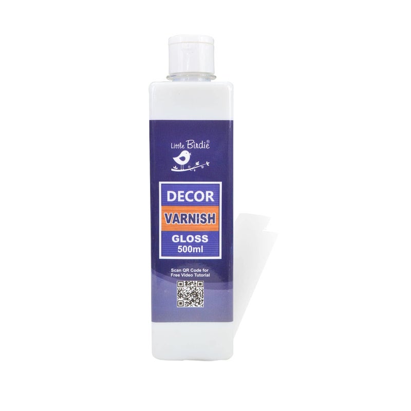 itsy-bitsy Little Birdie Decor Varnish 500ml - Gloss | for Ultimate Wather Protection & Durable Gloss Finish| Non Yellowing| for Canvas, Wood, MDF, Terracotta, Glass| Artist's Varnish for Acrylic & Oil Painting - Image 1
