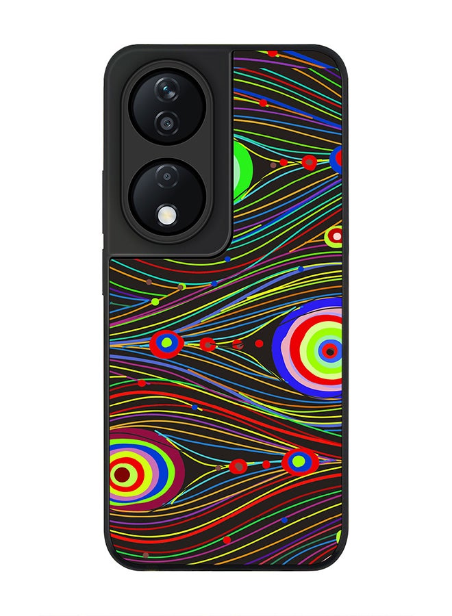 Stylizedd Rugged Black Edge Case for Honor X7b, Slim fit Soft Case Flexible Rubber Edges Anti Drop TPU Gel Thin Cover -  Peacock Eyes - Image 1