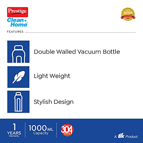 Prestige PDWBC 06 Double Walled Coloured Stainless Steel Water Bottle 1L (Assorted) - Pack of 1 - Image 4