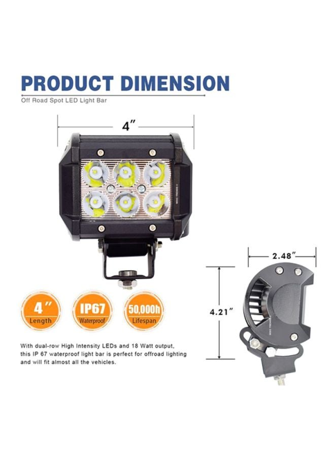 2-Piece Led Light Bar 18W 4-Inch Flood Driving Fog - Image 2