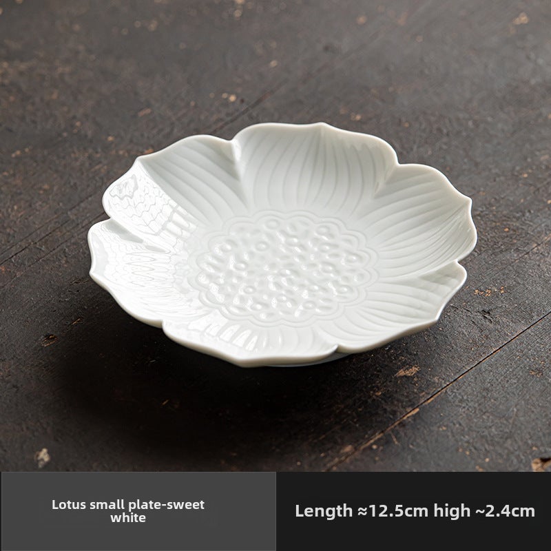 Vintage Ceramic Tea Tray Creative Lotus Snack PlateLotus small fruit plate [sweet white]] Lotus small fruit plate [sweet white]] 
